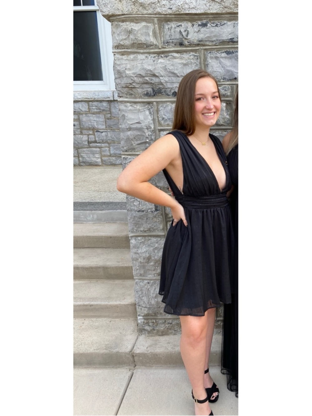 Lulu's Black Deep V-Neck Sleeveless Mini Dress